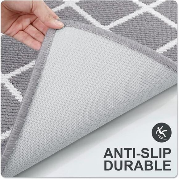 Indoor Door Mat, Non-Slip Absorbent Resist Dirt Entrance Rug, 20" x 32", Grey - Picture 2 of 6